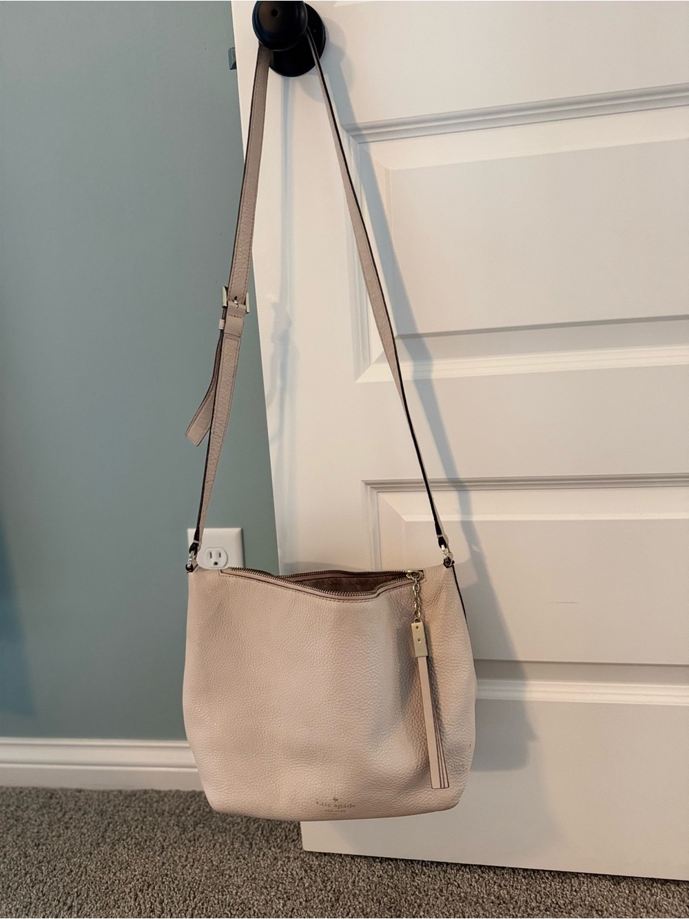 kate spade Cream Pebbled Leather Crossbody Bag with Tassel